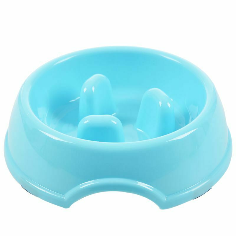 Puppy Dog Slow Down Eating Feeder Dish Pet Dog Feeding Food Bowl Blue V5H7