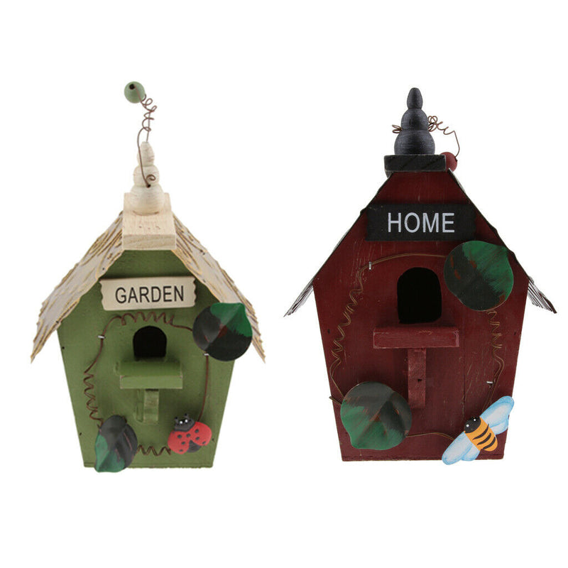 2 Pieces Wood Bird House, Retro Country Cottages Bird House, Woodland Cabin