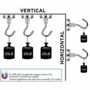 6Pcs Magnetic Hooks, Premium 25Lb Neodymium Heavy Duty Magnetic Hooks,Indoo