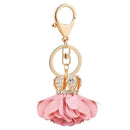 New Charm Fashion Leather Rose Flower Key Chain Cute Tassel Flower Key Chai