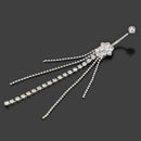 1Pc Women Girls Vogue Stainless Steel Tassel Chain Rhinestone Belly Navel Ring