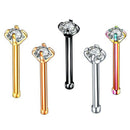 5Pcs 20G Colorful Crystal Straight Nose Rings Bar Stud Body Piercing Jewelr3 Gw