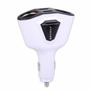 WHITE Car LCD Cigarette Lighter Socket Splitter 2 Dual USB Charger Power Adapter