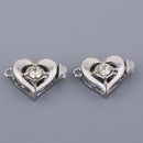 5pcs Rhinestone Love Heart Box Clasp DIY Wedding Jewelry Connector Findings