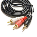 1.5m 5 ft Y 3.5mm Male Plug to Dual 2RCA Jack Cable Stereo PC Audio Splitter LJ