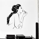 Girl Wearing Lipstick Wall Stickers Girls Bathroom Bedroom Wall Decor