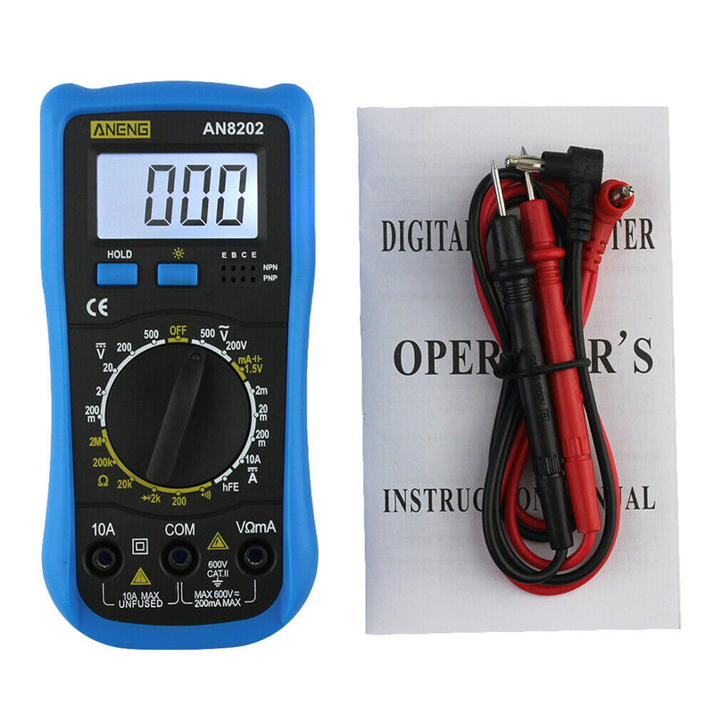 AN8202 Digital LCD Multimeter Backlight AC/DC Ohm Voltage Ammeter Tester