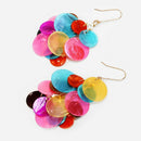 Multicolor Earrings Round Sequins Color Tassel Earrings Creative Fish Scale