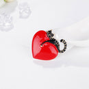 Cat Love Heart Enamel Pins Badge Clothes Lapel Brooch Women Jewelry (Black) A