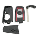 3-Button Remote Key Fob Replacement Case for BMW 550i GT X3 535i 528i (Red)