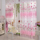200x250cm Pink Tulip Print Window Halfshading Curtain Sheer Partition Screen
