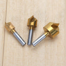 3pcs Single Flute 90 Degree Edge Chamfer Countersink Drill Bit 3/8 1/2 3/4