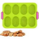 Silicone French Bread Baking 8 Grids Rolls Mold Baguette Tray Bakery Green E4Z7