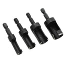 4Pcs Plug Wood Cutter Tool Set Round Shank Drill Bit Carbon Steel Black