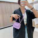 Women Mini Totes PU Solid Shoulder Money Bag Messenger Handbags (Purple)