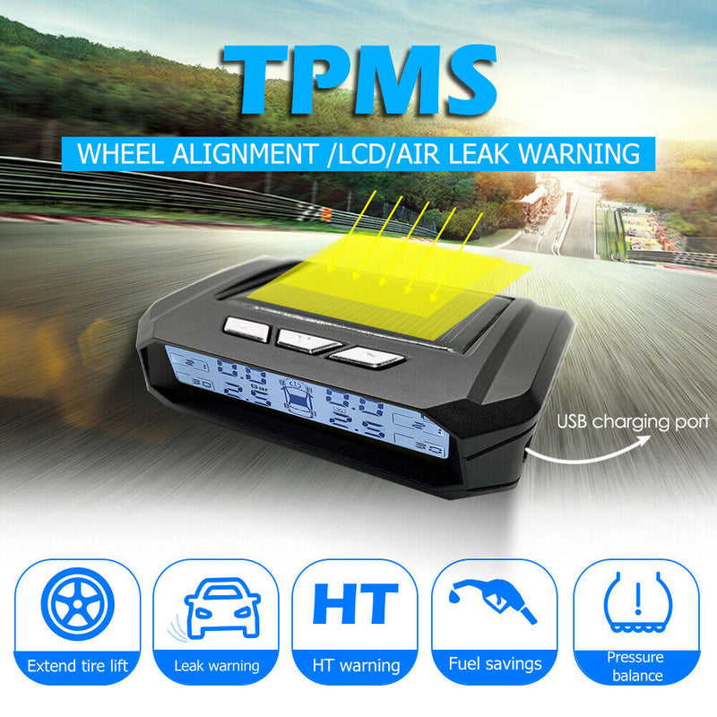 AN05 Solar Car TPMS Tire Pressure Monitoring Temp Alarm System (External)