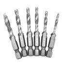 Set of 6Pcs 1/4'' Metric Hex HSS M3-M10 Composite Tap Thread Spiral Drill Bit