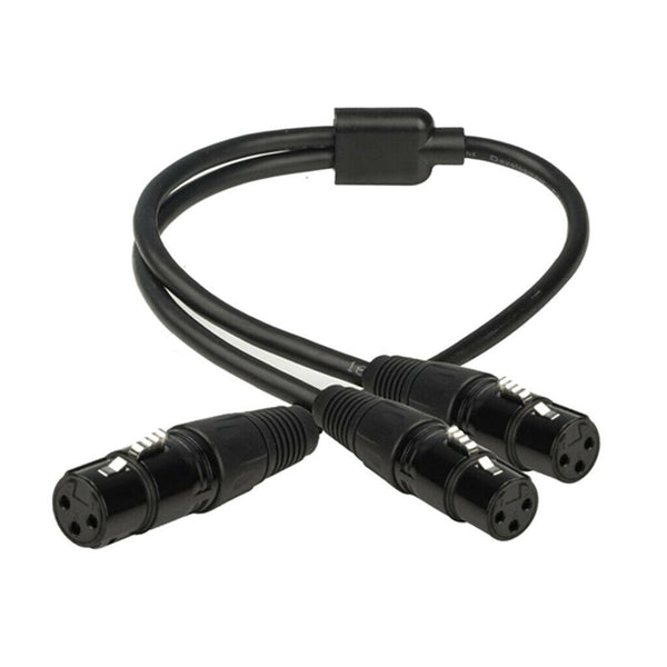 3Pin XLR Female Plug to Dual 2 Female Jack Y Splitter Mic Guitar Cable Black