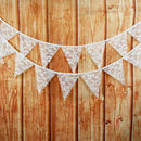 12 Flags White Plum Lace Cotton Flags Pennant Wedding Birthday Party Decor