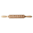 Christmas Elk Print Wooden Rolling Pin Dough Engraved Roller Biscuit Baking