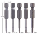 5Pcs/Set Magnetic Triangle Head Screwdriver Bits S2 Steel 1/4 Hex Shank 50mm TO