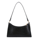 Retro Alligator Leather Handbag Women Pure Color Tote Shoulder Bag (Black)