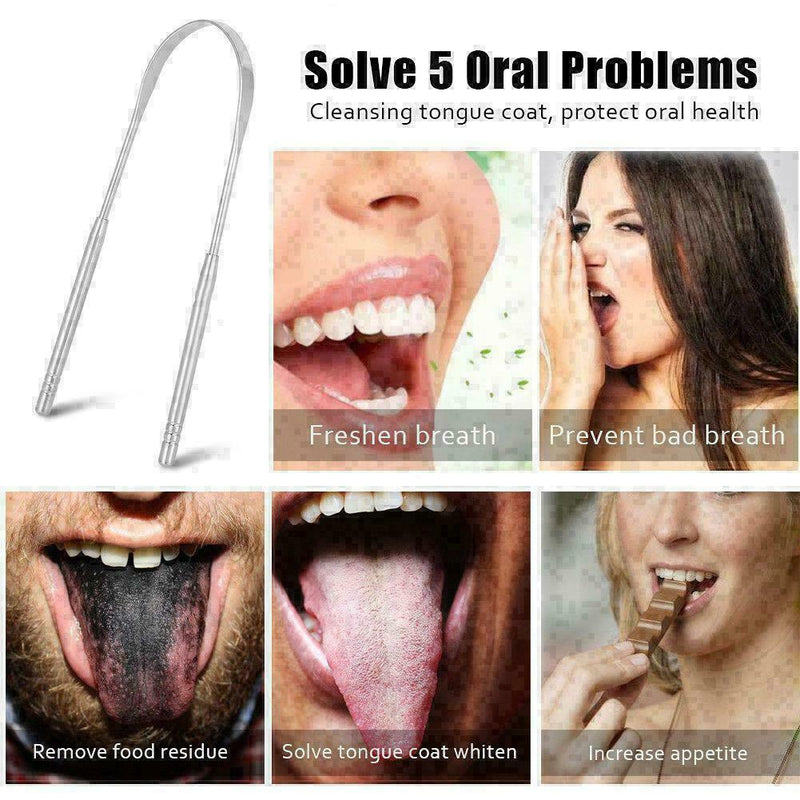 Stainless Steel Tongue Cleaner Scraper Oral Hygiene Bad Breath Care Health V4L1