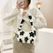 Women Fluffy Shoulder Bag Solid Plush Handbags Female Winter Totes (Flower)