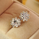 Women Stud Earrings Spherical Stud Earrings Vogue Crystal Flower Stud Earring OZ