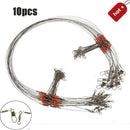 10x High Carbon Fishing Wire Line Rope Wire Safety Snaps Leader Trace With Snap