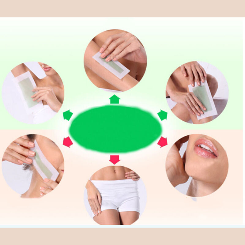 10 x Double Side Hair Removal Cold Wax Strips Paper For Leg Body Facial Hair 3C