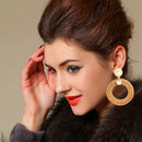 Rattan Earrings Hoop Woven Handmade Straw Wicker Braid Drop Dangle Earrings