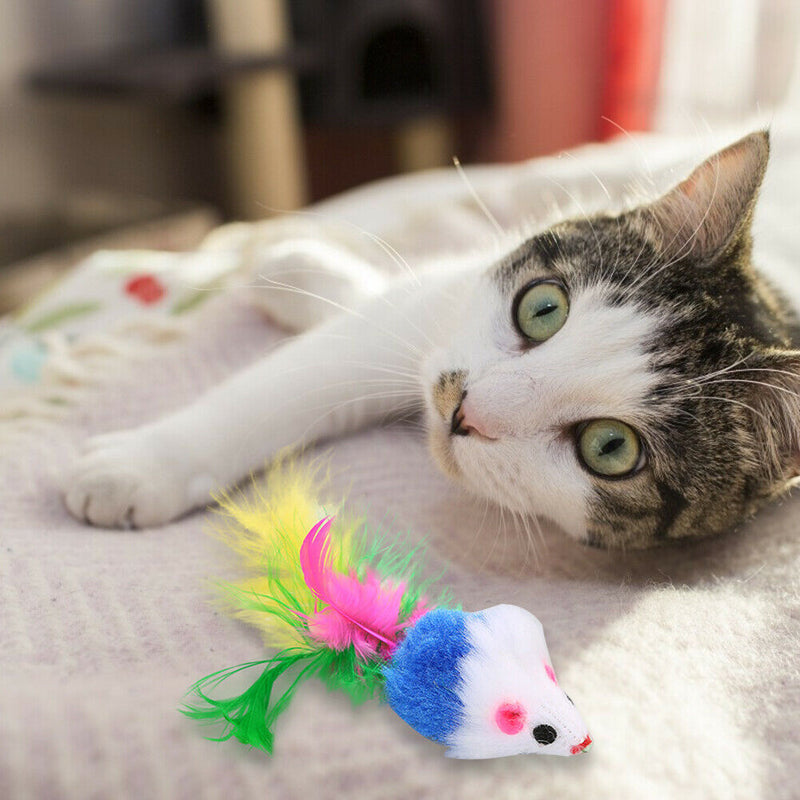 16pcs Funny Cat Stick Balls False Mouse for Kitten Pets Interactive Toys A