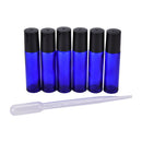 6pcs Stainless Steel Metal Roll on Bottles Cobalt Glass Roller Ball 10ml Blue FT