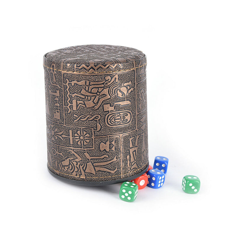 1 pc High Quality Brown Leather Rune Dice Cup PU leather 82x82x91mm!E