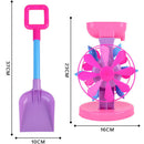 8pcs Beach Sand Toys Set - Water Wheel Sandglass, Bucket, Shovel, Rake, Animals