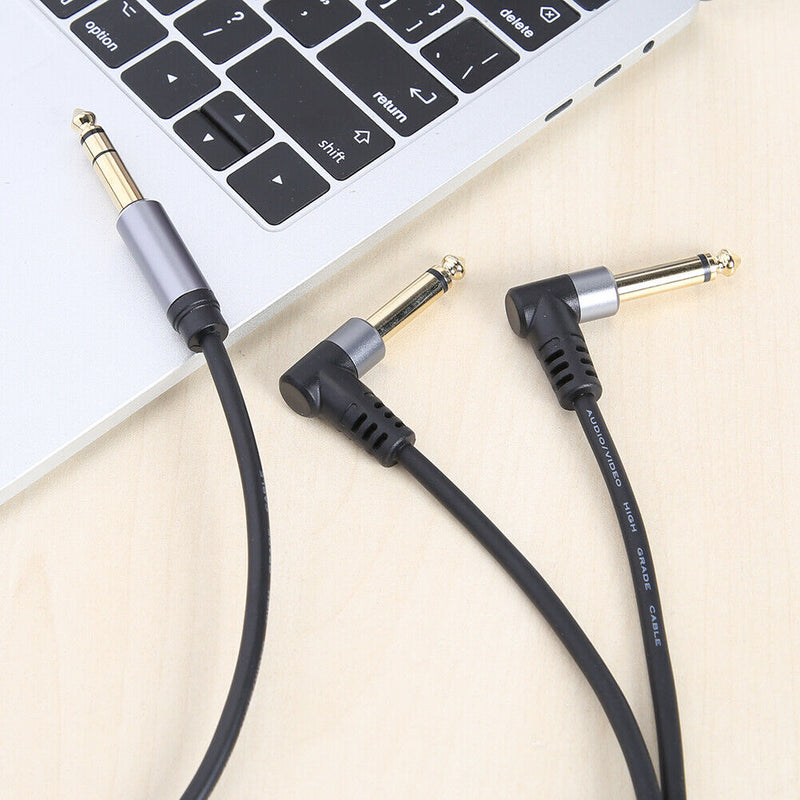 6.35mm Stereo Male to Dual Right Angle 6.35mm Male Y Splitter Cable 59 inch