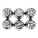 6pcs Stainless Steel Cake Fondant Embossed Nozzles DIY Cupcake Baking Tool