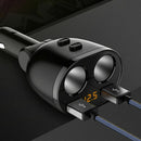 Fireproof Dual USB Car Charger One Point Two Car Cigarette Lighter Black sd KUZ