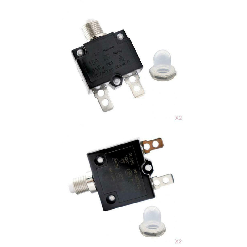 4Pcs 30A+15A 125/250V AC 50V DC Circuit Breaker Manual Overload Switch Fuse