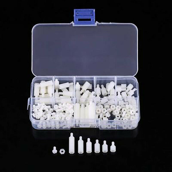 150x White Nylon M2 M2.5 M3 M4 M5 Hex Screw Bolt Nut Standoff Spacer K HLD