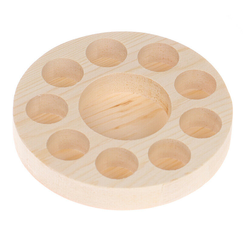 Round Wooden Essential Oil Display Stand Holder Organizer Shelf Rack 10SlotB^SE