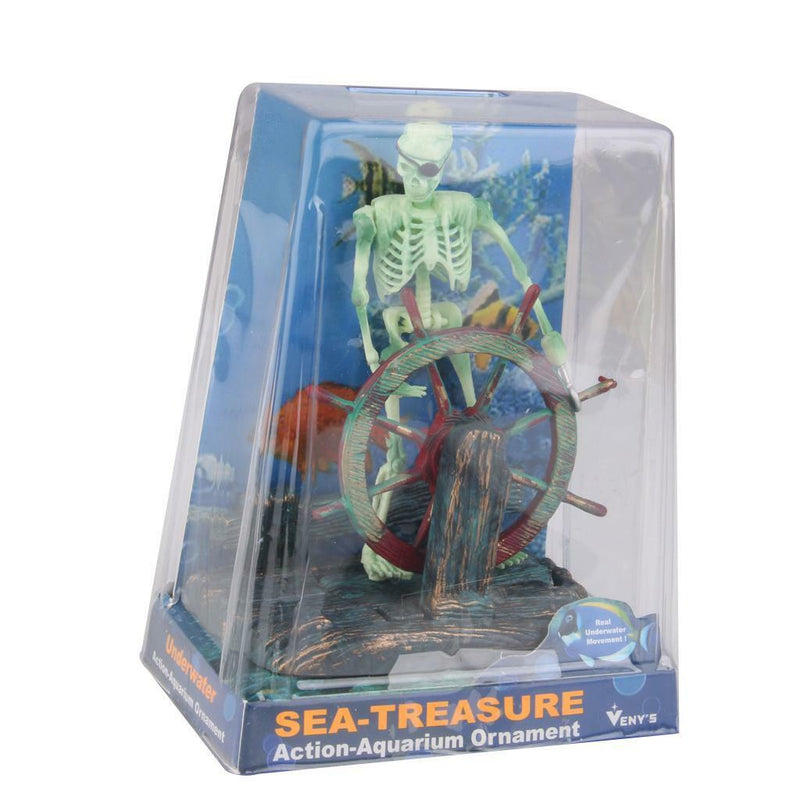 Plastic Skeleton Air Operated Wheel Aquarium Underwater Landscape Ornament