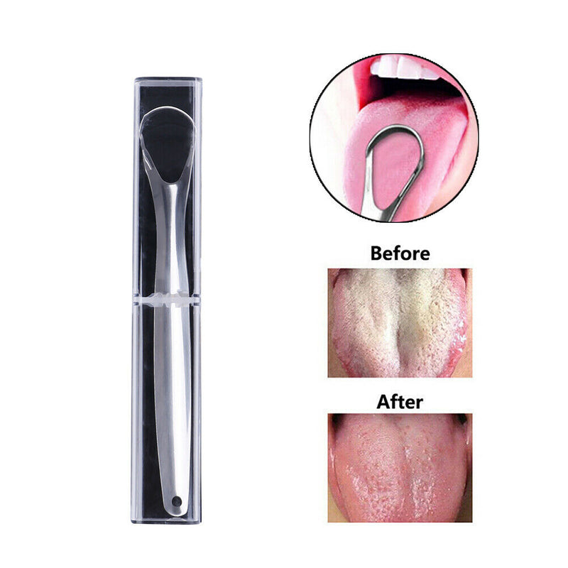 1X Tongue Scraper Reusable Stainless Steel Oral Fresher Cleaner Brush for K 3c