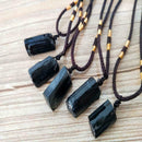 Natural Black Tourmaline Schorl Pendant Chunk Reiki Chakra PROTECTION  New Y5Y0