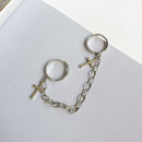 Korean Style Alloy Cross Adjustable Open Band Ring Fashion Sizable 2 Connecting