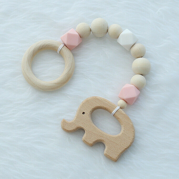 4X(Ins Nordic Style Wooden Beads Ornament Kids Toys For Baby Elephant ShapeF7F4)
