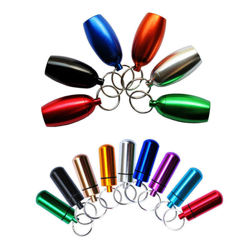 5x Medicine Pill Case Pill Box Pill Holder Bottle Container w/ Keychain Po XFQ