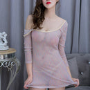 Sexy Long Sleeve Clubwear Vestido Transparent Dress Babydoll Dress Linge`3C