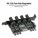 DC 12V Fan Hub Regulator 8 Way SATA/3Pin Speed Controller for PC Computer Case